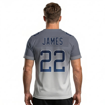 Custom Football Jersey - Personalized Grey to White Fade Design - Full Sublimation
