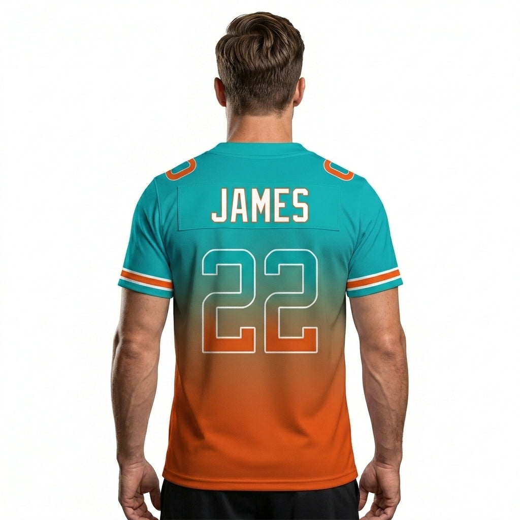 Custom Football Jersey - Teal & Orange Gradient Team Uniform - Full Sublimation