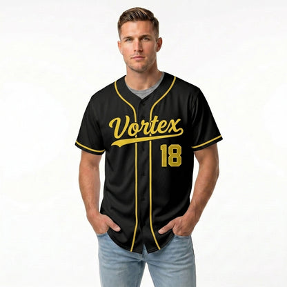 Custom Baseball Jersey - Personalized Black Shirt with Gold Lettering - Full Sublimation for Men Women- Personalized Team Sportswear printed or Stitched Name Number (Size S-8XL)