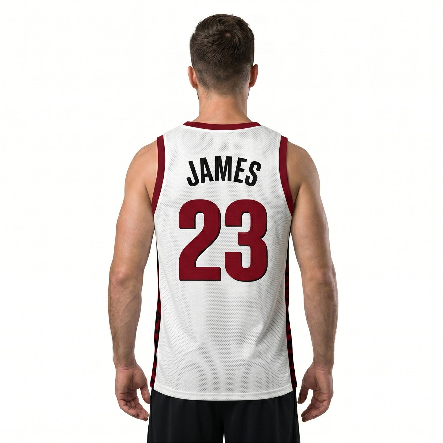 Custom Basketball Jersey - Personalized White Tank Top with Maroon Trim - Full Sublimation